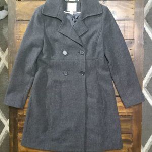 Old Navy Womens Gray Wool Knee Length Pea Coat Size Medium.
